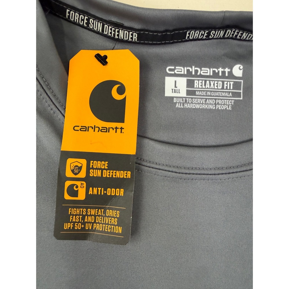Carhartt Force Sun Defender UPF 50+ Long Sleeve Performance Shirt Gray L Tall - Picture 2 of 6